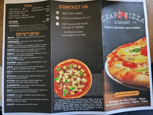 Menu photo 3 Craft Pizza Company - Vernon Vernon, CT Menu photo 3 Craft Pizza Company - Vernon Vernon, CT