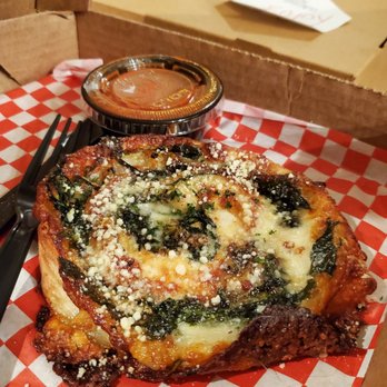 Sgt. Pepperoni's Pizza Store - Spinach and broccoli pinwheel with marinara on the side = greasy but good! - Pizza Near Me - Irvine, California Sgt. Pepperoni's Pizza Store - Spinach and broccoli pinwheel with marinara on the side = greasy but good! - Pizza Near Me - Irvine, California