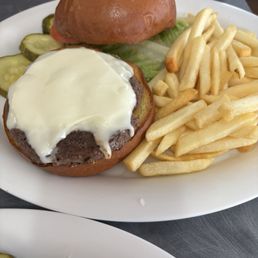 Cheeseburger.  Too much roll