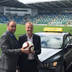 fonaCAB - FonaCAB M.D. William NcCausland and Gareth Williamson of the IFA confirm the fonaCAB sponsorship of the Irish Football Association.