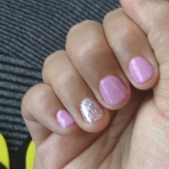 R Nail Spa - Gel manicure with a glittery accent nail! They had so many colors and brands to choose from, it took me the entire pedicure to decide haha - Nail Salons Near Me - Rochester, New York