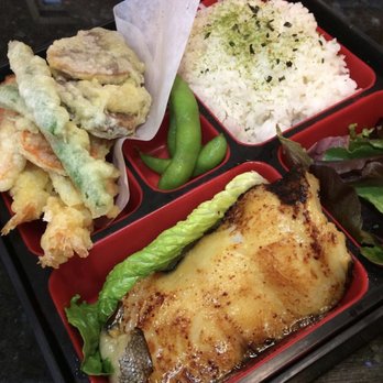 Teishoku - Shrimp & Veggie tempura with miso butter fish combination. So ONO! - Japanese Near Me - Honolulu, Hawaii