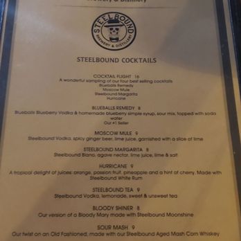 Steelbound Brewery & Distillery - Menu page 4 - Distilleries Near Me - Springville, New York