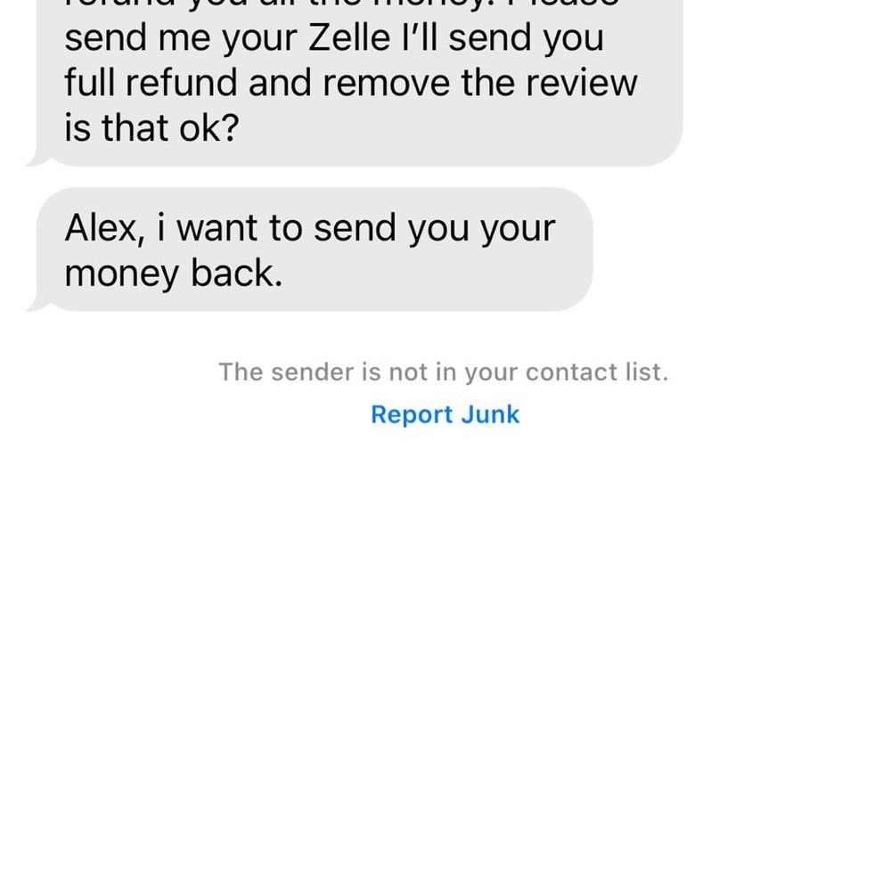 This is what they texted my husband after he posted a review. So they done this to MANY people already. This is what they texted my husband after he posted a review. So they done this to MANY people already.