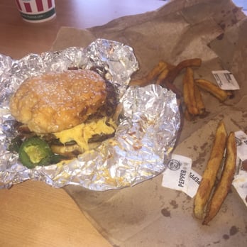 Five Guys - Double bacon burger a1 grilled jap. And mushrooms - Burgers Near Me - Wichita, Kansas Five Guys - Double bacon burger a1 grilled jap. And mushrooms - Burgers Near Me - Wichita, Kansas