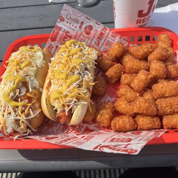 JJ's Red Hots - Dilworth - Double dog combo. I'm gonna pay for this later. - Hot Dogs Near Me - Charlotte, North Carolina JJ's Red Hots - Dilworth - Double dog combo. I'm gonna pay for this later. - Hot Dogs Near Me - Charlotte, North Carolina