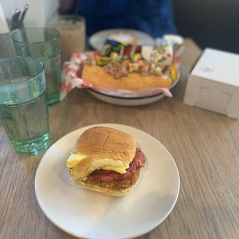 Kasama - Breakfast sandwich- hash brown, egg and longasisa. - Filipino Near Me - Chicago, Illinois