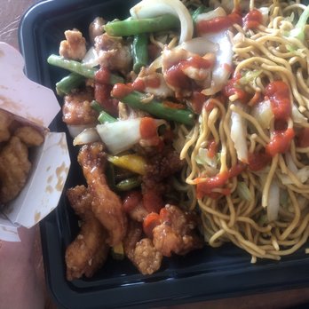 Panda Express - 2 item with noodles (sesame chicken & Zucchini chicken) and a freebie from a coupon in the mail (orange chicken). - Fast Food Near Me - Los Angeles, California Panda Express - 2 item with noodles (sesame chicken & Zucchini chicken) and a freebie from a coupon in the mail (orange chicken). - Fast Food Near Me - Los Angeles, California