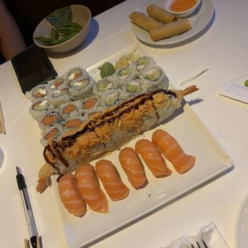 Kumo Asian Bistro - Top: Philly Roll Second Row: Spicy Tuna Roll, Boston Roll Third Row: Specialty Roll Bottom: Salmon - Sushi Bars Near Me - Somerville, New Jersey Kumo Asian Bistro - Top: Philly Roll Second Row: Spicy Tuna Roll, Boston Roll Third Row: Specialty Roll Bottom: Salmon - Sushi Bars Near Me - Somerville, New Jersey