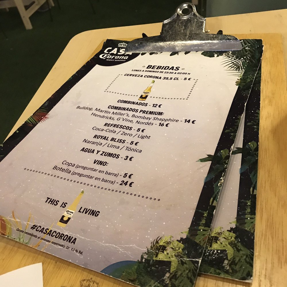 Casa Corona - Menu... only corona's - Pubs Near Me - Madrid, M Casa Corona - Menu... only corona's - Pubs Near Me - Madrid, M