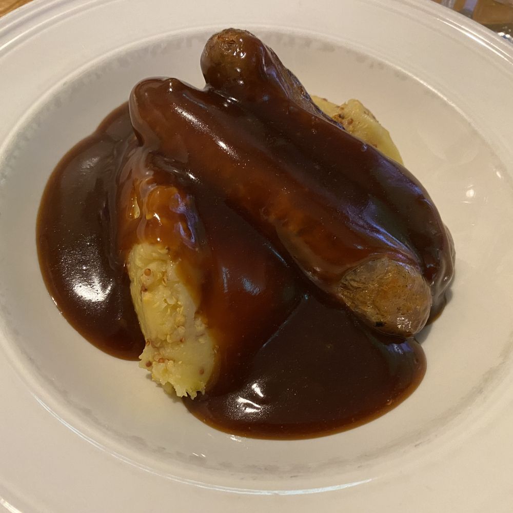 Mother Mash - Bangers and Mash (Cheesy Mustard Mash, Cumberland Sausage, Traditional Gravy) - British Near Me - London, XGL Mother Mash - Bangers and Mash (Cheesy Mustard Mash, Cumberland Sausage, Traditional Gravy) - British Near Me - London, XGL