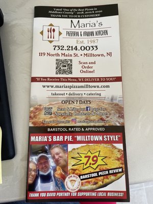 Menu photo 1 Maria's Pizza & Subs Milltown, NJ Menu photo 1 Maria's Pizza & Subs Milltown, NJ