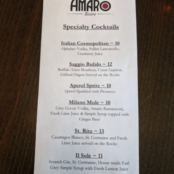 Amaro Bistro - Specialty Cocktails - Italian Near Me - Bothell, Washington