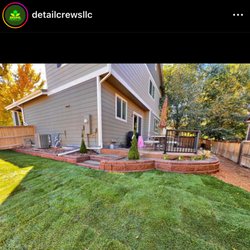 Detailcrews - Our crew installed the black fence on the concrete patio, installed the retaining walls with steps, plants, irrigations, and more!