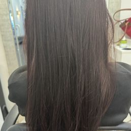 Before removing burgundy undertones. Before removing burgundy undertones.