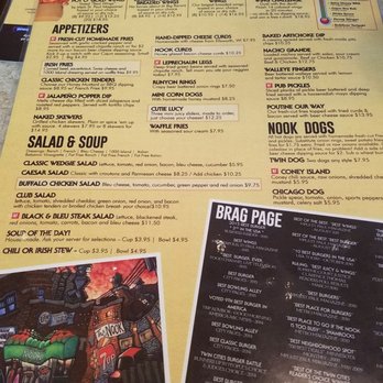Casper's and Runyon's Nook - Menu shot. - Dive Bars Near Me - Saint Paul, Minnesota