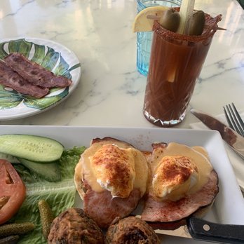 Blue Daisy - Eggs Benedict, amazing zucchini has browns balls , bacon tajin Bloody Mary - Creperies Near Me - Santa Monica, California Blue Daisy - Eggs Benedict, amazing zucchini has browns balls , bacon tajin Bloody Mary - Creperies Near Me - Santa Monica, California