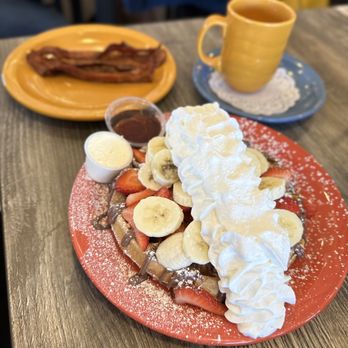 Mimosas Gourmet - Nutella waffles with a side of bacon - Breakfast & Brunch Near Me - Morgan Hill, California Mimosas Gourmet - Nutella waffles with a side of bacon - Breakfast & Brunch Near Me - Morgan Hill, California