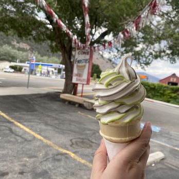 Mono Cone - Blueberry & Green Apple  Flavor BURST!! Soft Serve - Ice Cream & Frozen Yogurt Near Me - Lee Vining, California