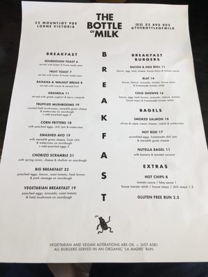 Menu photo 3 The Bottle of Milk Lorne, VIC Menu photo 3 The Bottle of Milk Lorne, VIC