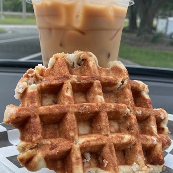 Banker’s Brew Coffee - iced latte & maple pecan waffle - Waffles Near Me - Bartow, Florida