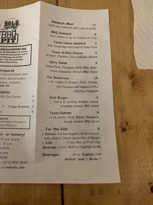 Menu photo 4 Bold BBQ Pit Wylie, TX
