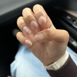 The aftermath of their services. Cuticles not cut nor cleaned properly. The aftermath of their services. Cuticles not cut nor cleaned properly.