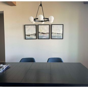 Mindful Design - The "art" Leslie thought was size appropriate for a giant wall. It' plastic frames and plastic- not glass- with cheap prints, hung CROOKED!! - Interior Design Near Me