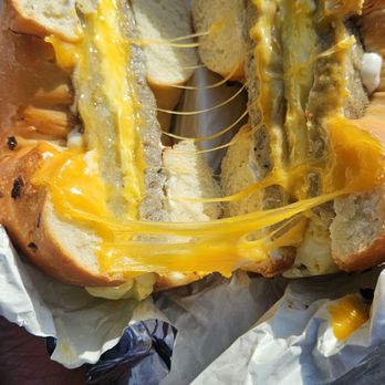 5th Ave Bagelry - Sausage egg and cheese on an onion bagel with cream cheese - Bagels Near Me - Torrance, California