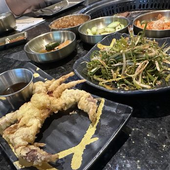 Gorilla Korean Grill - Green Onion Salad & Fried Soft shell crab - Korean Near Me - Las Vegas, Nevada