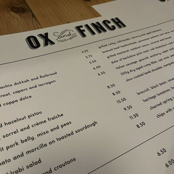 Ox And Finch - Menu - Tapas/Small Plates Near Me - Glasgow, GLG