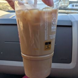 Iced caramel coffee minus the caramel. Tastes like black cold coffee