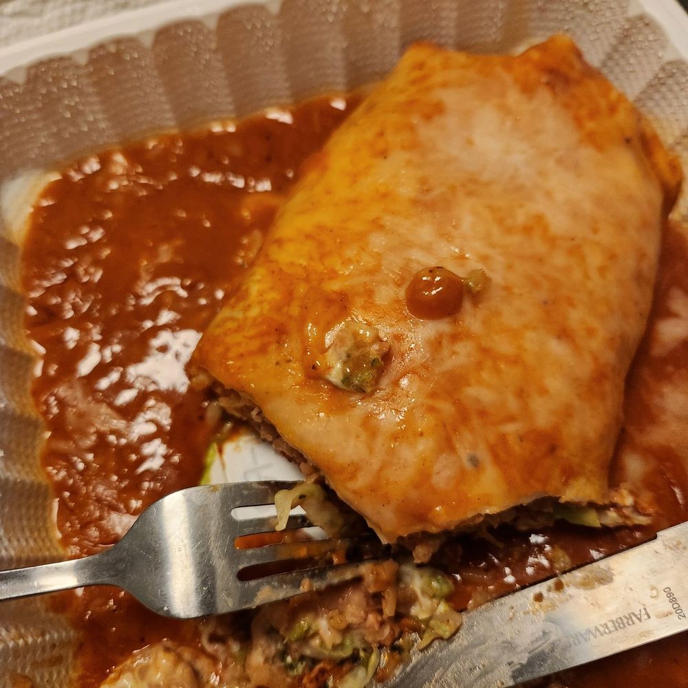 Garbage wet burrito with "spicy pork".....which was just chorizo Garbage wet burrito with "spicy pork".....which was just chorizo