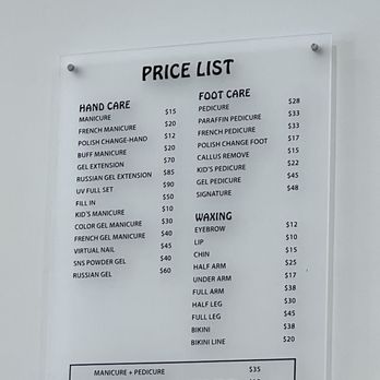 Dream Bell Nails & Spa - Price list - Nail Salons Near Me - New York, New York