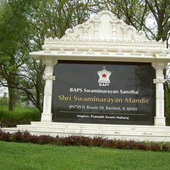 BAPS Shri Swaminarayan Mandir, Chicago - Entry Sign - Hindu Temples Near Me - Bartlett, Illinois