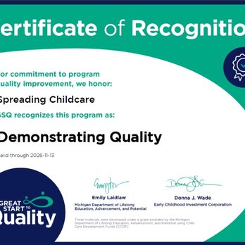 Spreading Childcare - Demonstrating Quality - Child Care & Day Care Near Me - Romulus, Michigan Spreading Childcare - Demonstrating Quality - Child Care & Day Care Near Me - Romulus, Michigan