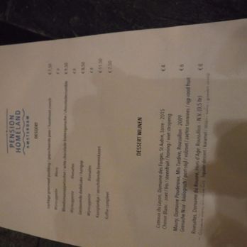 Pension Homeland - desert list .....ask for the day-dessert...there may be  more options than mentioned on the list - Brewpubs Near Me - Amsterdam, New Hampshire