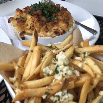 Monti's - Baked Macaroni & Cheese and garlic fries. - Mediterranean Near Me - Santa Rosa, California Monti's - Baked Macaroni & Cheese and garlic fries. - Mediterranean Near Me - Santa Rosa, California