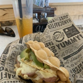Aloha Waffle Bar - Breakfast waffle with Spam; Passionfruit tea with coconut jelly - Coffee & Tea Near Me - Jacksonville, Florida