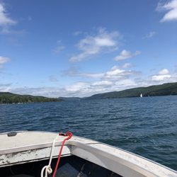 Sam Smith's Boat Yard - View of the front of the boat looking onto Otsego Lake