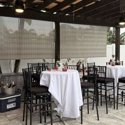 Tables, chairs, barstools, linen, party, event