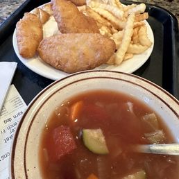 Fish basket and veggie soup Fish basket and veggie soup