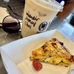 Lavender Honey Chai -  So good!  and the Cheesy Spinach Quiche was amazing!  loved the fresh raspberry as well!