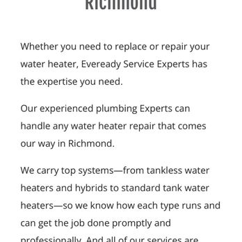 Service Experts - Screenshot of claim to be able to handle anything. - Plumbing Near Me - Henrico, Virginia