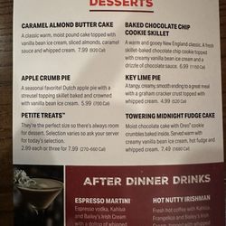 99 Restaurants - Dessert menu