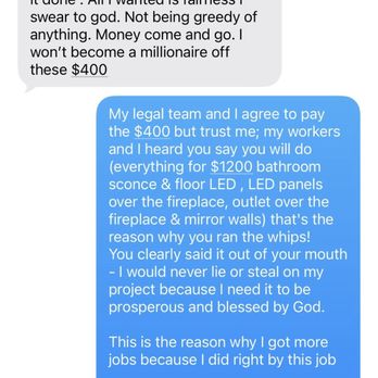 F&A Enterprises - People lie - Text Messages don't! Pretended to be a License contractor - he's a Gypsy! Unlicensed Guy AFTER he took the money! - Electricians Near Me F&A Enterprises - People lie - Text Messages don't! Pretended to be a License contractor - he's a Gypsy! Unlicensed Guy AFTER he took the money! - Electricians Near Me