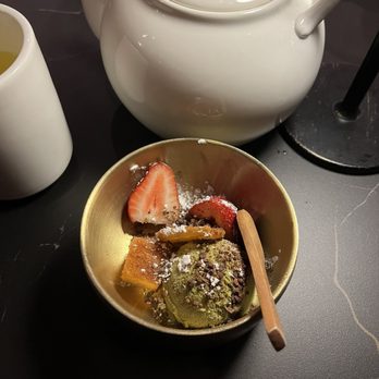 NoriFish - The matcha ice cream Sunday with strawberries, shaved chocolate, and fried, frozen bananas. - Sushi Bars Near Me - Sandy Springs, Georgia