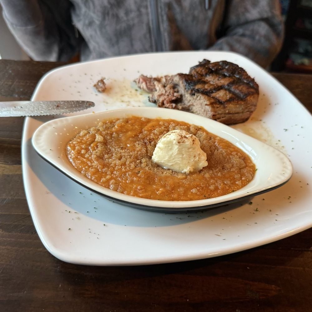 Half Shell Oyster House - Filet with signature side dish " Sweet Potatoe Crème Brûlée." - Seafood Near Me - Biloxi, Mississippi Half Shell Oyster House - Filet with signature side dish " Sweet Potatoe Crème Brûlée." - Seafood Near Me - Biloxi, Mississippi