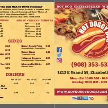 Hot Doggy Dog - Our menu front and back - Hot Dogs Near Me - Elizabeth, New Jersey Hot Doggy Dog - Our menu front and back - Hot Dogs Near Me - Elizabeth, New Jersey