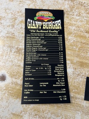 Menu photo 2 Jenny's Giant Burger Fort Bragg, CA